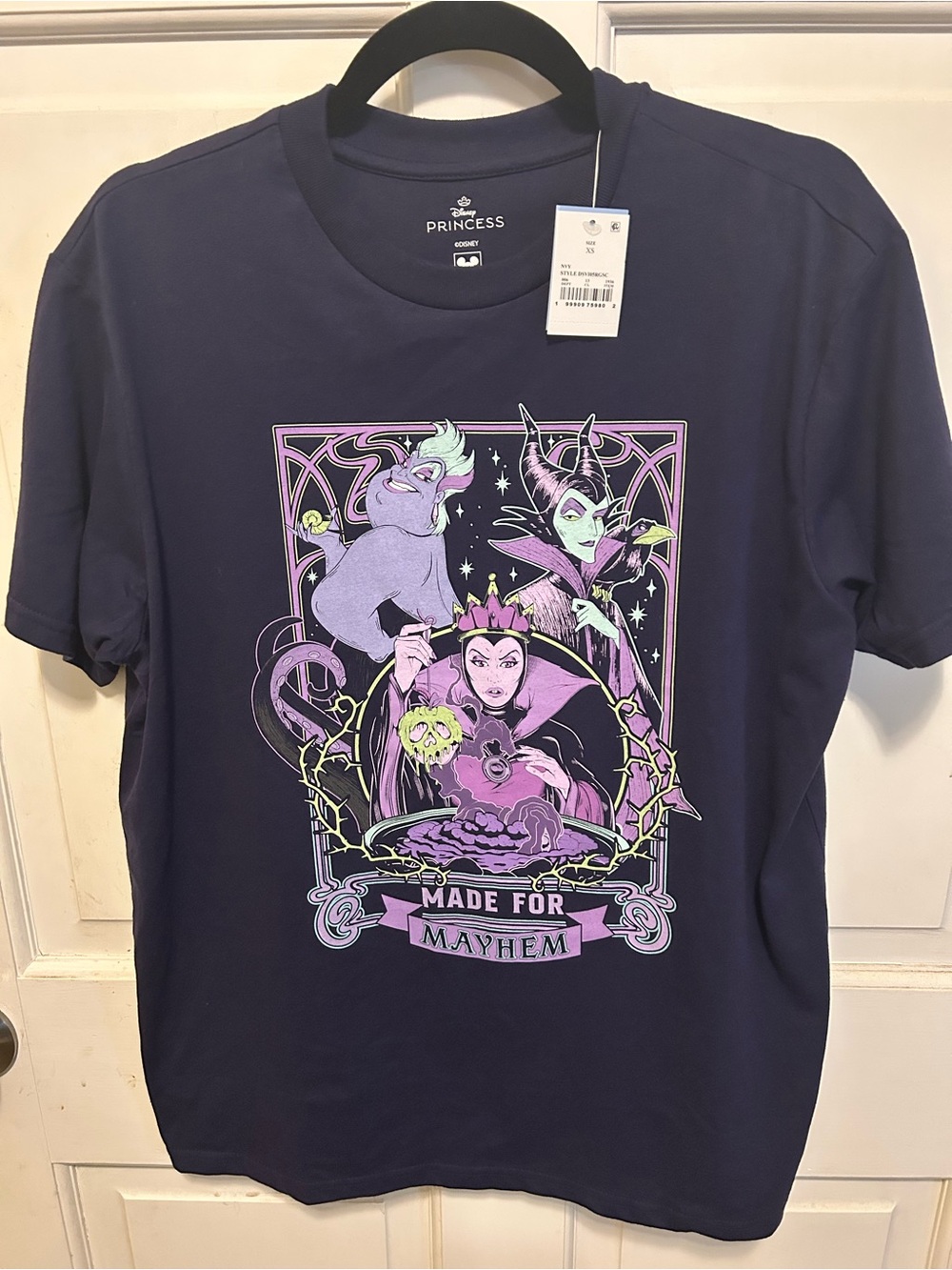 Disney Navy Black Tee with Purple & Lime Villains Graphic
